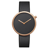 TOMI Women's Minimalist Style Leather Watch Women's Small Disc Scaleless Fashion Watch Minimalist Women's Leisure Quartz Watch - Sergio Cavelli